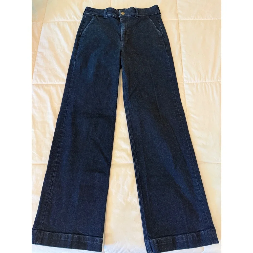 J.Crew High-Rise Trouser Jean Wide Leg Indigo Blue Denim Pants 27